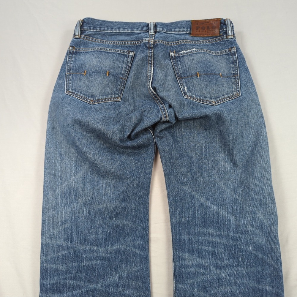 Polo Ralph Lauren 867 Jeans Mens 33x30 Blue Classic Straight Leg Distressed - Picture 16 of 16